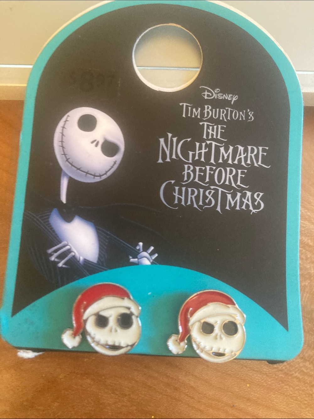 The Nightmare Before Christmas Jack Skellington Santa Stud Earrings - Red/White